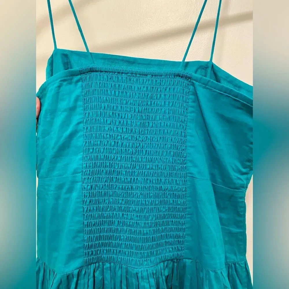 Playa Lucila Tiered maxi Dress Women’s Size medium 100% Cotton boho teal blue